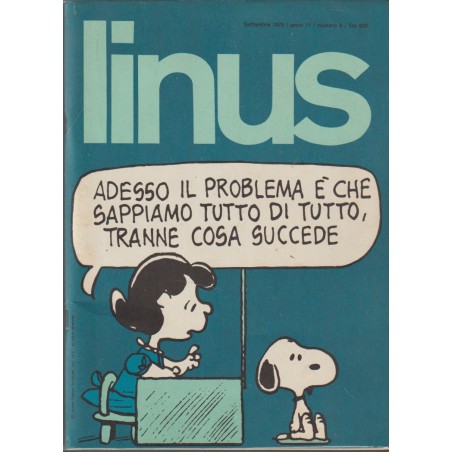 LINUS AÑO 11 NUMERO 9 SEPTIEMBRE 1975 , ITALIANO