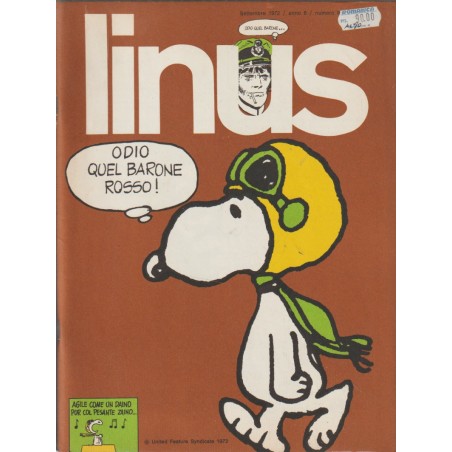 LINUS AÑO 8 NUMERO 9 SEPTIEMBRE 1972, ITALIANO