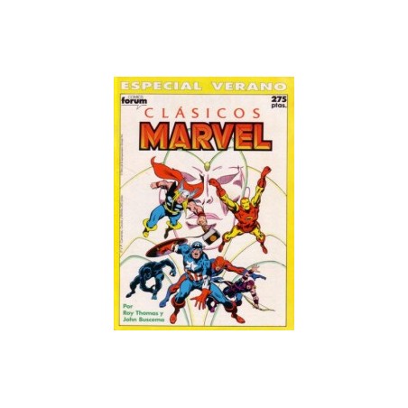 CLASICOS MARVEL ESPECIALES : CAPITAN AMERICA DE JIM STERANKO, DAREDEVIL DE ROY THOMAS Y BARRY WINDSOR SMITH,LA COSA CONTRA NAMOR DE JOHN BUSCEMA ,LOS VENGADORES LA LLEGADA DE LA VISION ,ESTELA PLATEADA DE BYRNE Y STAN LEE Y WARLOCK DE JIM STARLIN