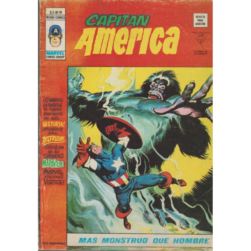 CAPITAN AMERICA ED.VERTICE VOL.3 Nº 18 MAS MONSTRUO QUE HOMBRE