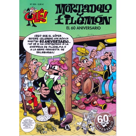 MORTADELO Y FILEMON Nº 209 : EL 60 ANIVERSARIO, EDICIONES B , FORMATO GRANDE