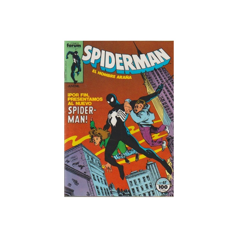 SPIDERMAN VOL.1 Nº 67 ED.FORUM ¡ POR FIN PRESENTAMOS AL NUEVO SPIDERMAN ¡ LA 1ª APARICION CON EL TRAJE NEGRO
