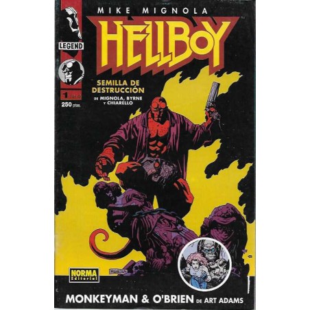 HELLBOY COMIC-BOOK - SEMILLA DE DESTRUCCION Nº 1 DE 4 mas MONKEY O`BRIEN DE ARTHUR ADAMS